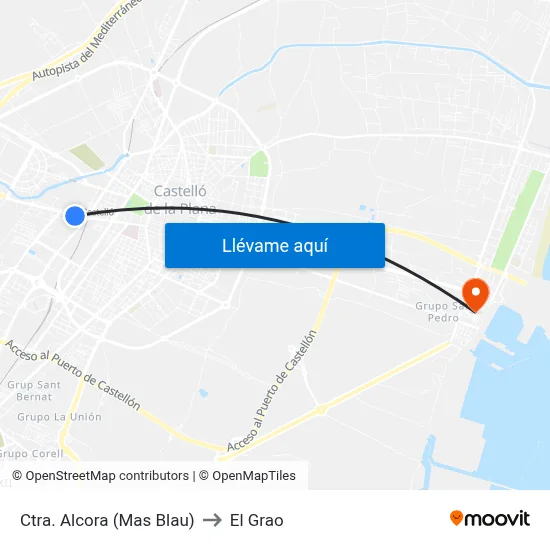 Ctra. Alcora (Mas Blau) to El Grao map