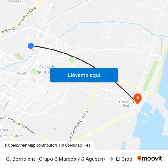 Q. Borriolenc (Grupo S.Marcos y S.Agustin) to El Grao map