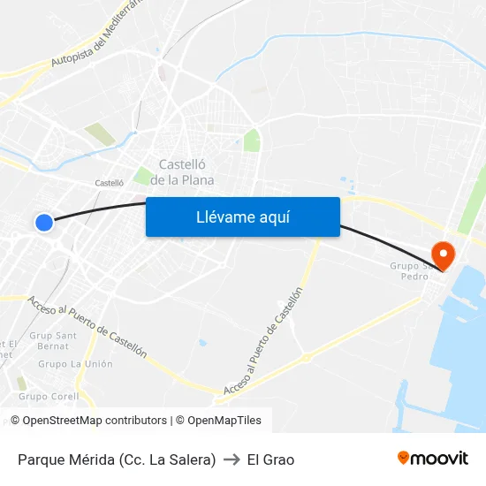 Parque Mérida (Cc. La Salera) to El Grao map