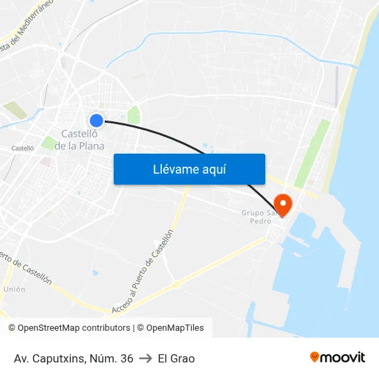 Av. Caputxins, Núm. 36 to El Grao map