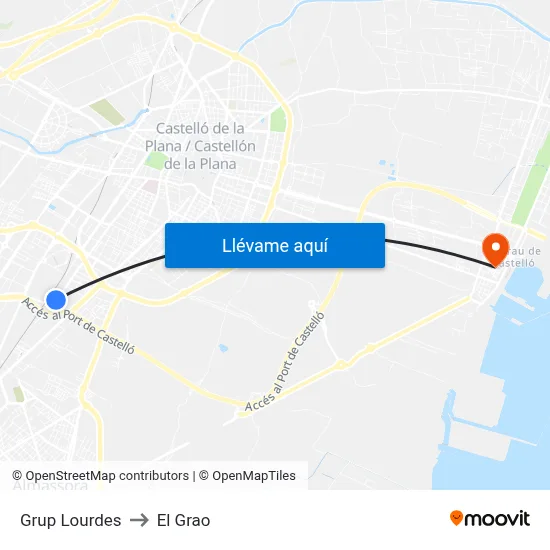Grup Lourdes to El Grao map
