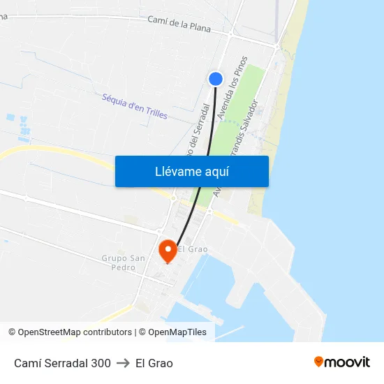 Camí Serradal 300 to El Grao map