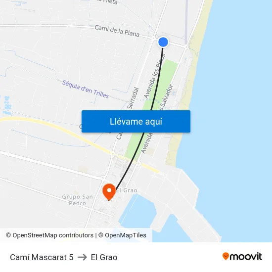 Camí Mascarat 5 to El Grao map