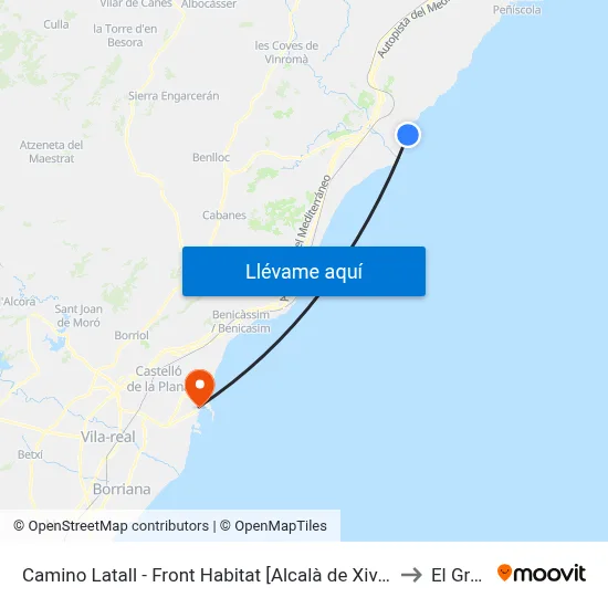 Camino Latall - Front Habitat [Alcalà de Xivert] to El Grao map