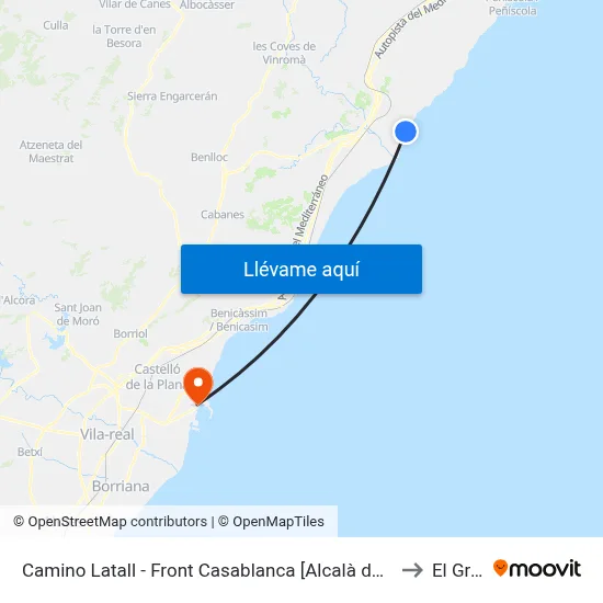 Camino Latall - Front Casablanca [Alcalà de Xivert] to El Grao map