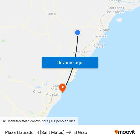 Plaza Llaurador, 4 [Sant Mateu] to El Grao map