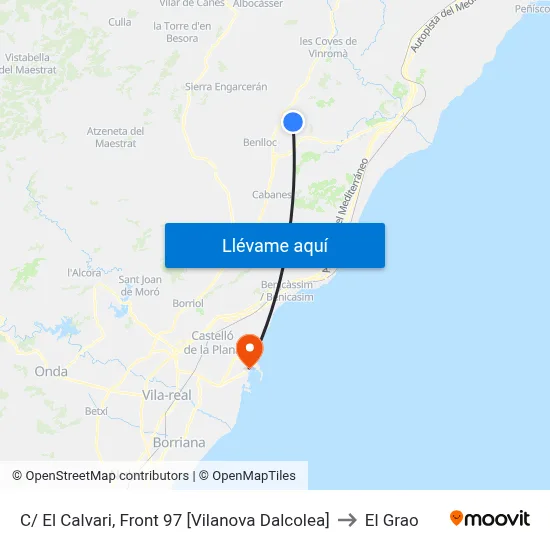 C/ El Calvari, Front 97 [Vilanova Dalcolea] to El Grao map