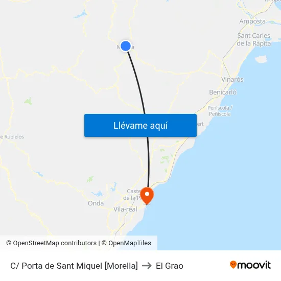 C/ Porta de Sant Miquel [Morella] to El Grao map