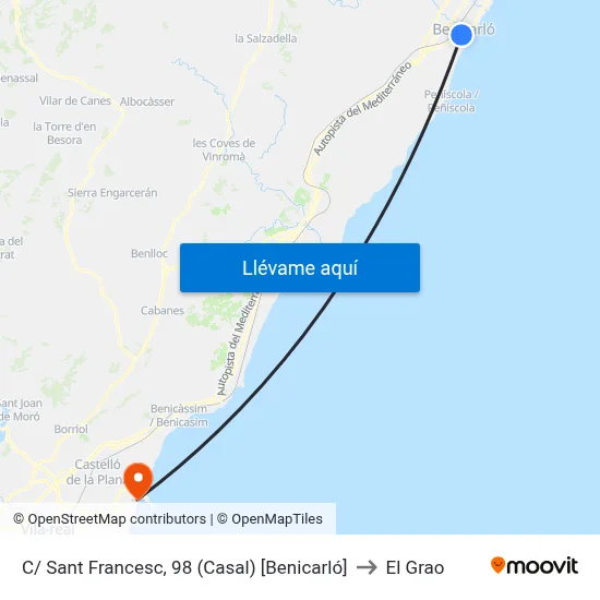 C/ Sant Francesc, 98 (Casal) [Benicarló] to El Grao map