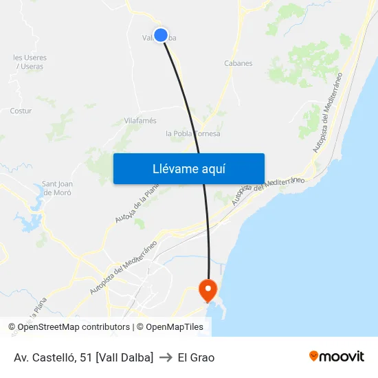 Av. Castelló, 51 [Vall Dalba] to El Grao map