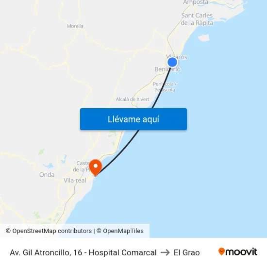 Av. Gil Atroncillo, 16 - Hospital Comarcal to El Grao map