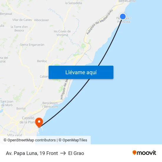 Av. Papa Luna, 19 Front to El Grao map