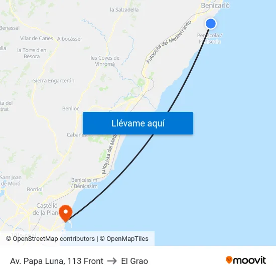 Av. Papa Luna, 113 Front to El Grao map