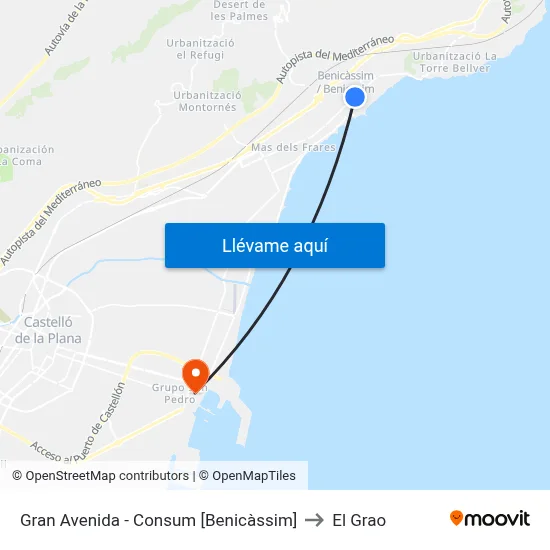 Gran Avenida - Consum [Benicàssim] to El Grao map