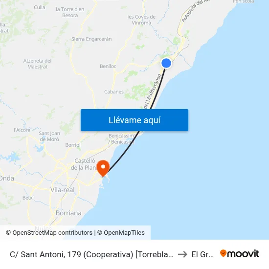 C/ Sant Antoni, 179 (Cooperativa) [Torreblanca] to El Grao map