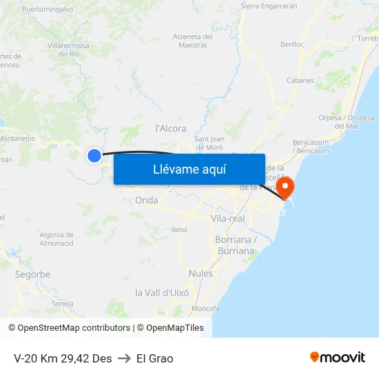V-20 Km 29,42 Des to El Grao map