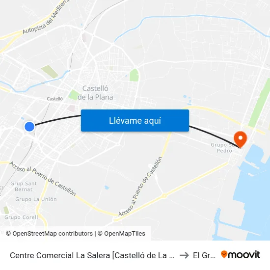 Centre Comercial La Salera [Castelló de La Plana] to El Grao map