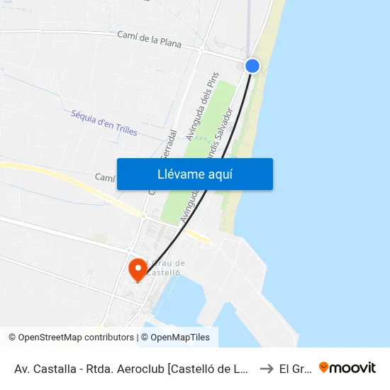 Av. Castalla - Rtda. Aeroclub [Castelló de La Plana] to El Grao map