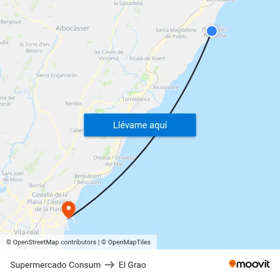 Supermercado Consum to El Grao map