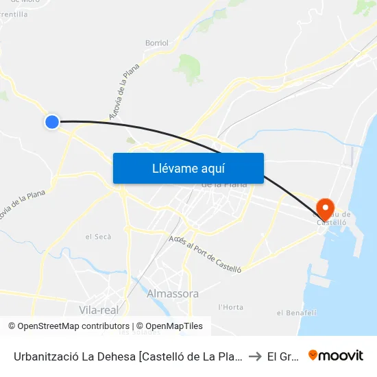 Urbanització La Dehesa [Castelló de La Plana] to El Grao map