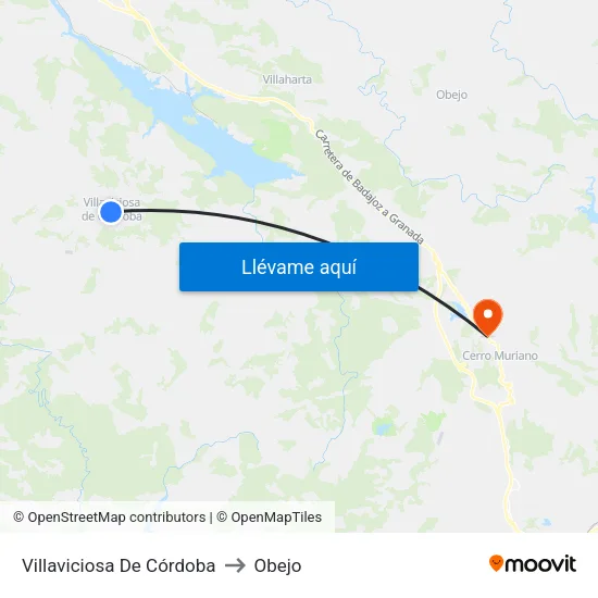 Villaviciosa De Córdoba to Obejo map