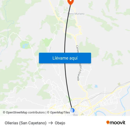 Ollerías (San Cayetano) to Obejo map
