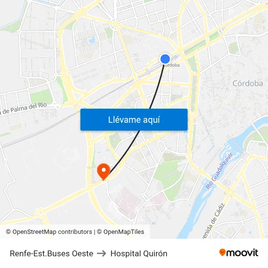 Renfe-Est.Buses Oeste to Hospital Quirón map
