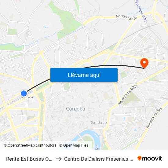 Renfe-Est.Buses Oeste to Centro De Dialisis Fresenius Pintor map