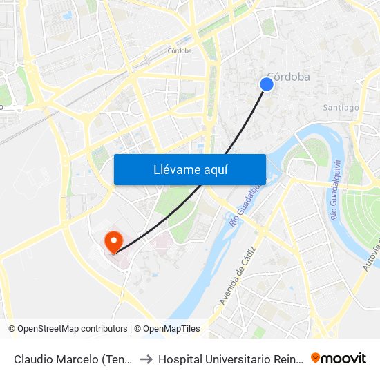 Claudio Marcelo (Tendillas) to Hospital Universitario Reina Sofía map