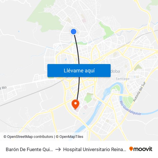 Barón De Fuente Quintos to Hospital Universitario Reina Sofía map
