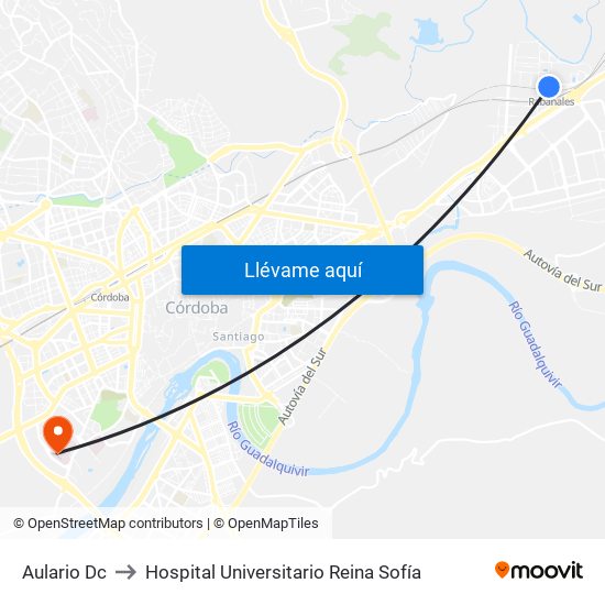 Aulario Dc to Hospital Universitario Reina Sofía map