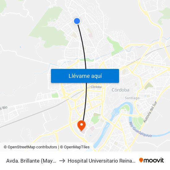 Avda. Brillante (Mayoral) to Hospital Universitario Reina Sofía map