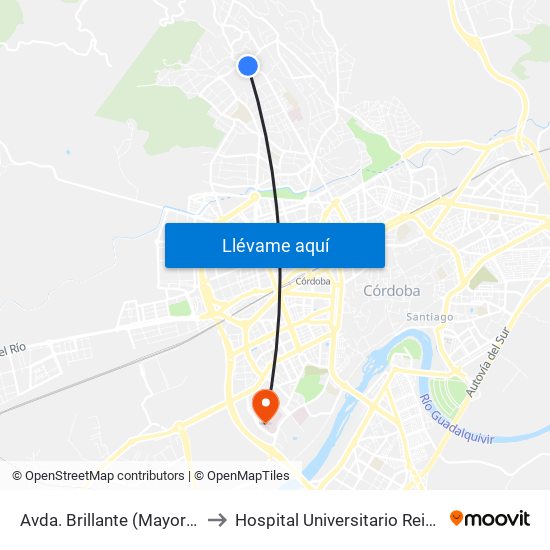 Avda. Brillante (Mayoral) D.C. to Hospital Universitario Reina Sofía map