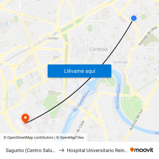 Sagunto (Centro Salud) D.C. to Hospital Universitario Reina Sofía map
