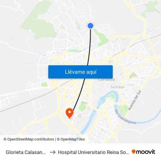 Glorieta Calasancio to Hospital Universitario Reina Sofía map