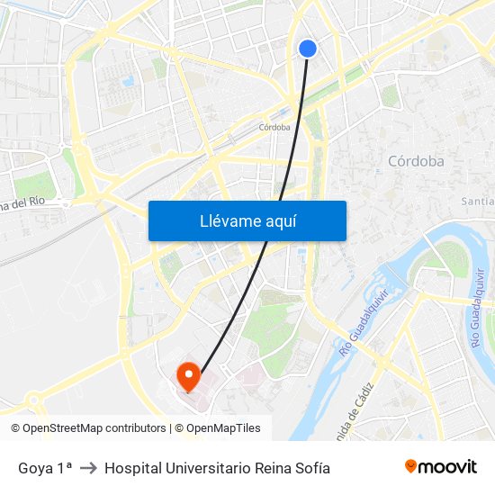 Goya 1ª to Hospital Universitario Reina Sofía map