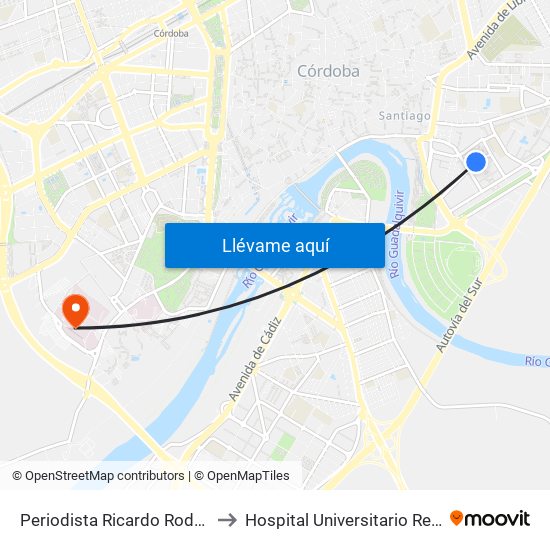 Periodista Ricardo Rodríguez 1ª to Hospital Universitario Reina Sofía map