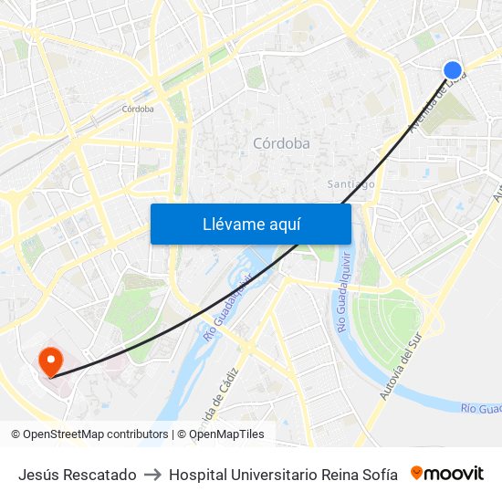 Jesús Rescatado to Hospital Universitario Reina Sofía map