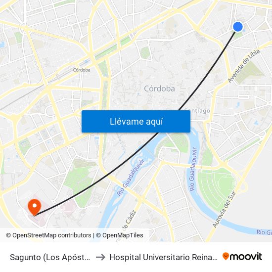 Sagunto (Los Apóstoles) to Hospital Universitario Reina Sofía map