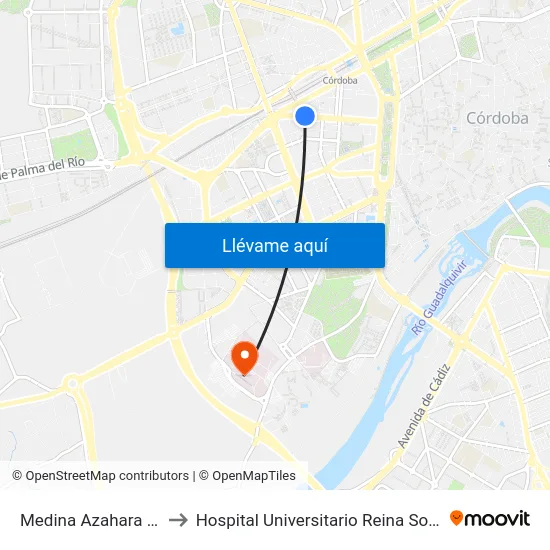 Medina Azahara 2ª to Hospital Universitario Reina Sofía map