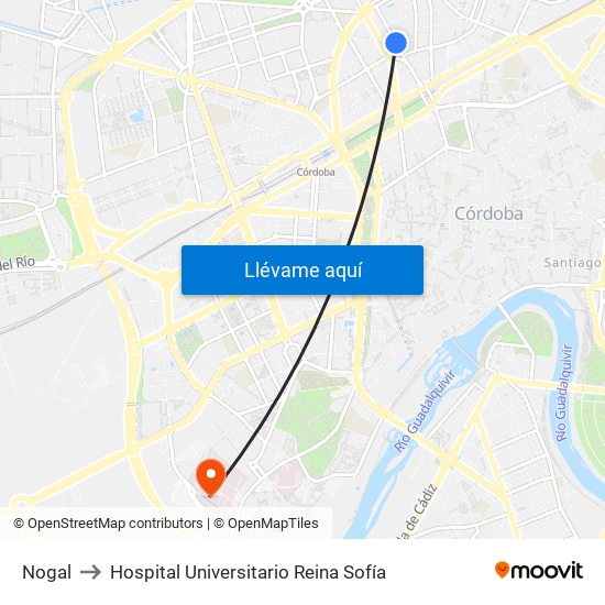 Nogal to Hospital Universitario Reina Sofía map