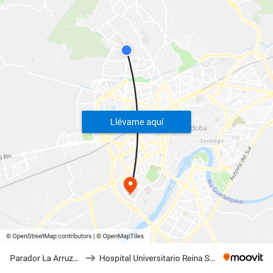 Parador La Arruzafa to Hospital Universitario Reina Sofía map