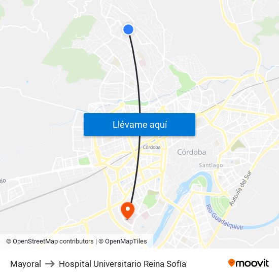 Mayoral to Hospital Universitario Reina Sofía map