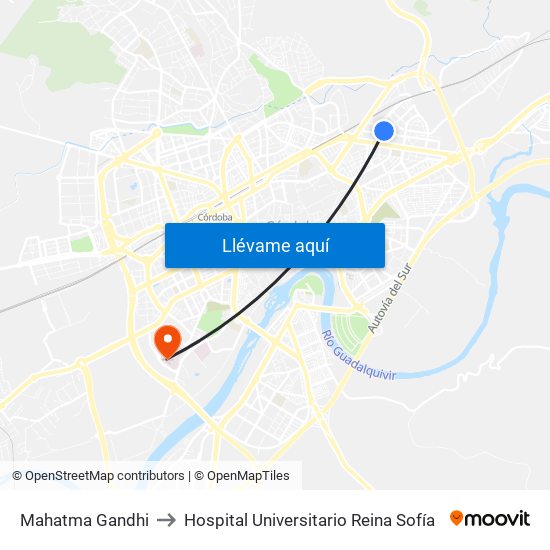 Mahatma Gandhi to Hospital Universitario Reina Sofía map