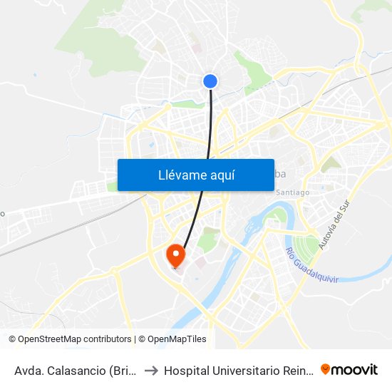 Avda. Calasancio (Brillante) to Hospital Universitario Reina Sofía map