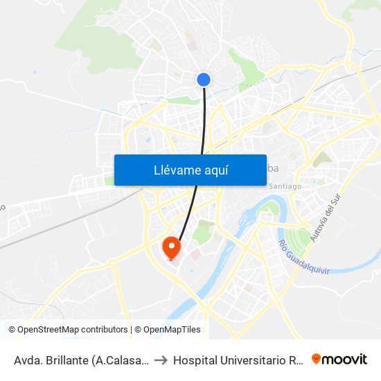Avda. Brillante (A.Calasancio) D.C. to Hospital Universitario Reina Sofía map