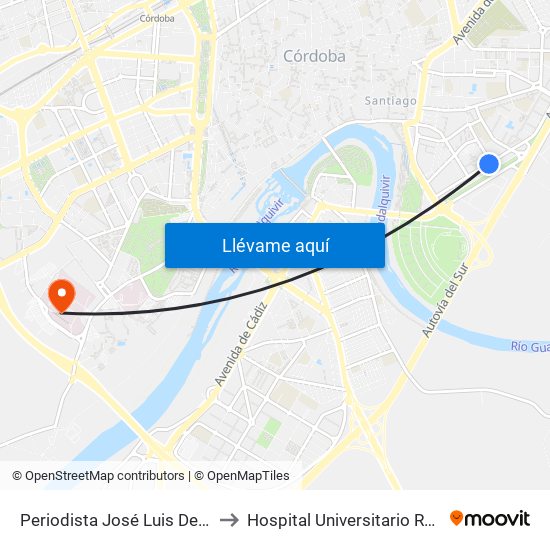 Periodista José Luis De Córdoba to Hospital Universitario Reina Sofía map