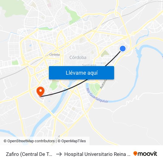 Zafiro (Central De Taxis) to Hospital Universitario Reina Sofía map