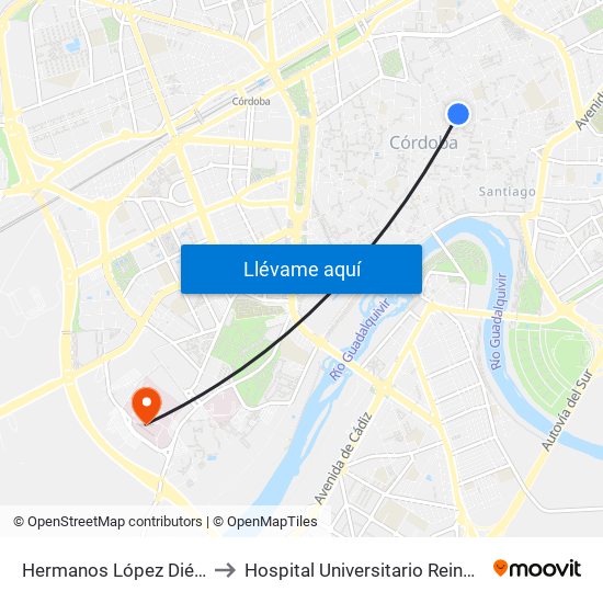 Hermanos López Diéguez to Hospital Universitario Reina Sofía map