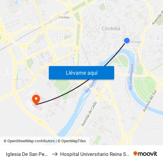 Iglesia De San Pedro to Hospital Universitario Reina Sofía map